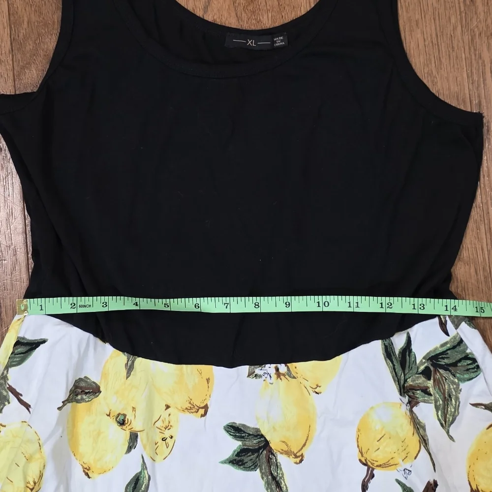 Summer Casual Scoop Neck Lemon A Line Swing Casual Party Dress w/Pockets. XL